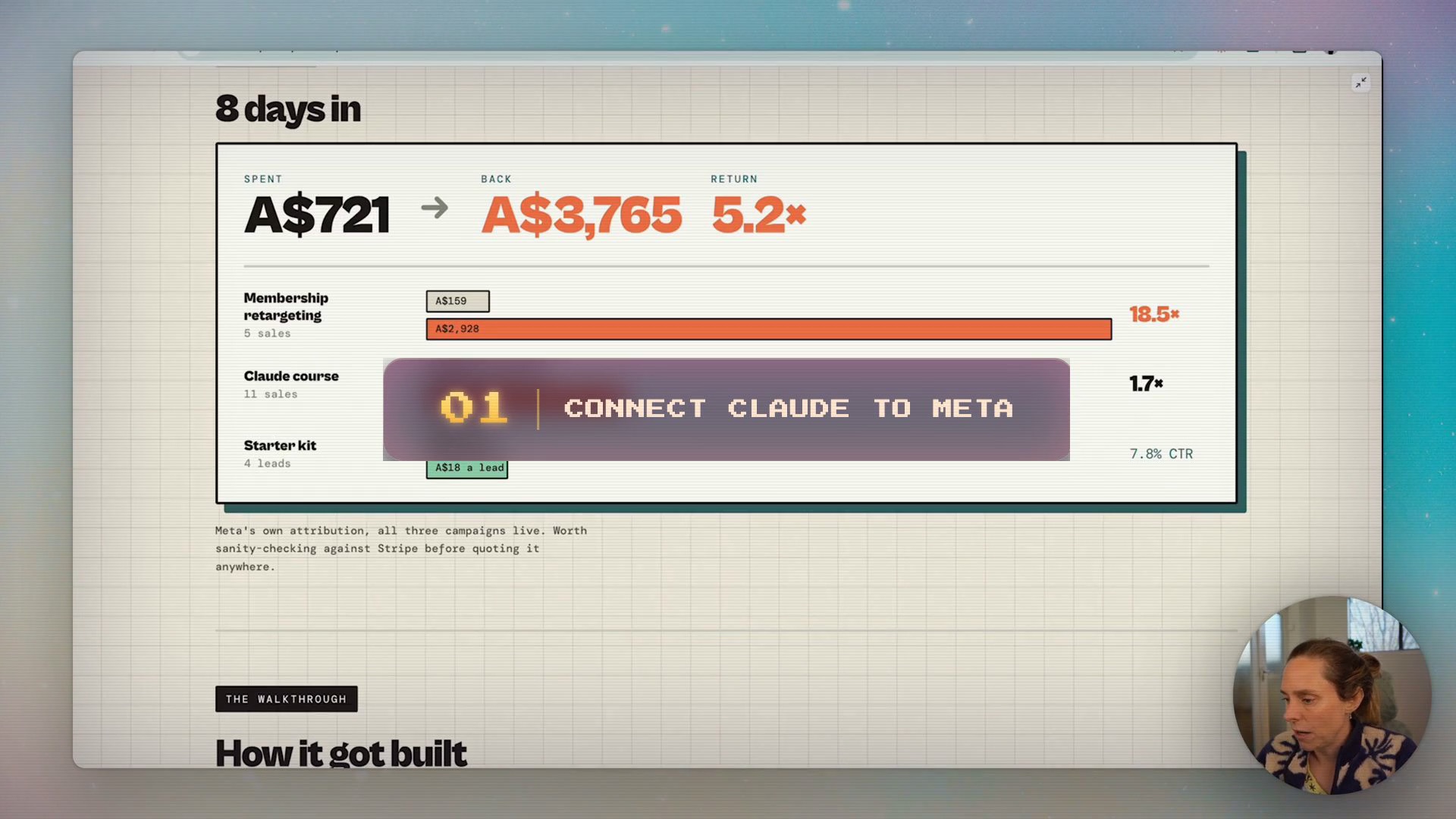 The step-by-step build: connect Meta, scrape the experts, turn it into a skill, make the creative, build the campaign