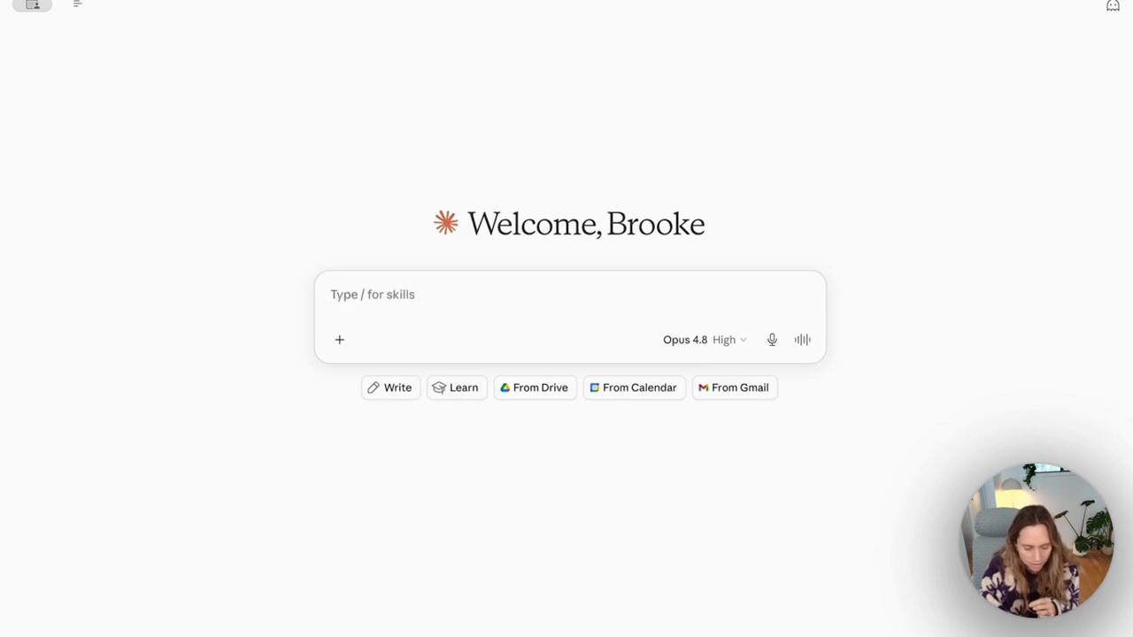 The Claude home screen showing the From Drive, From Calendar and From Gmail connector buttons under the chat box