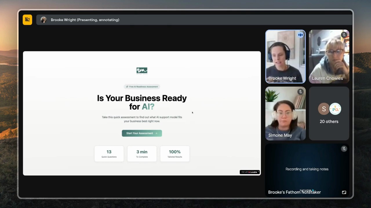 An interactive AI Readiness quiz — eight questions, three-minute completion, a personalised result at the end
