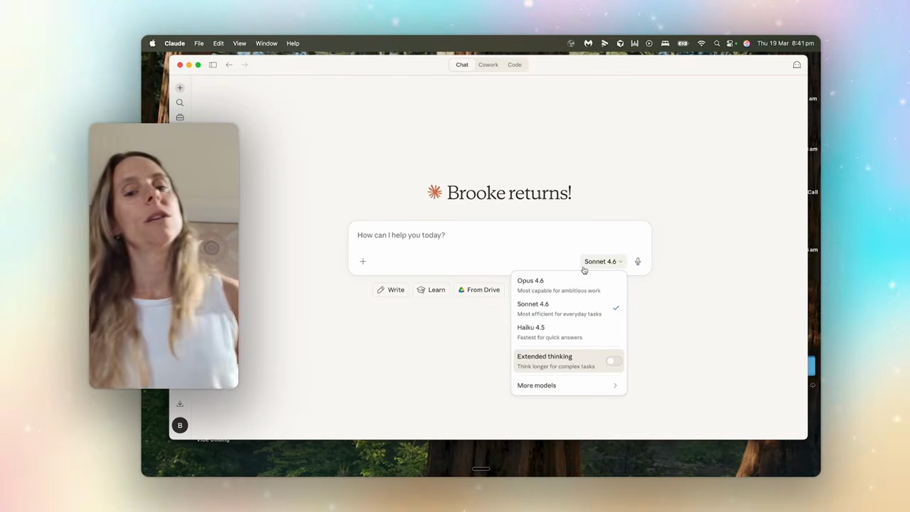 Claude's custom styles picker — default styles plus a personal "Brooke's DMs" style