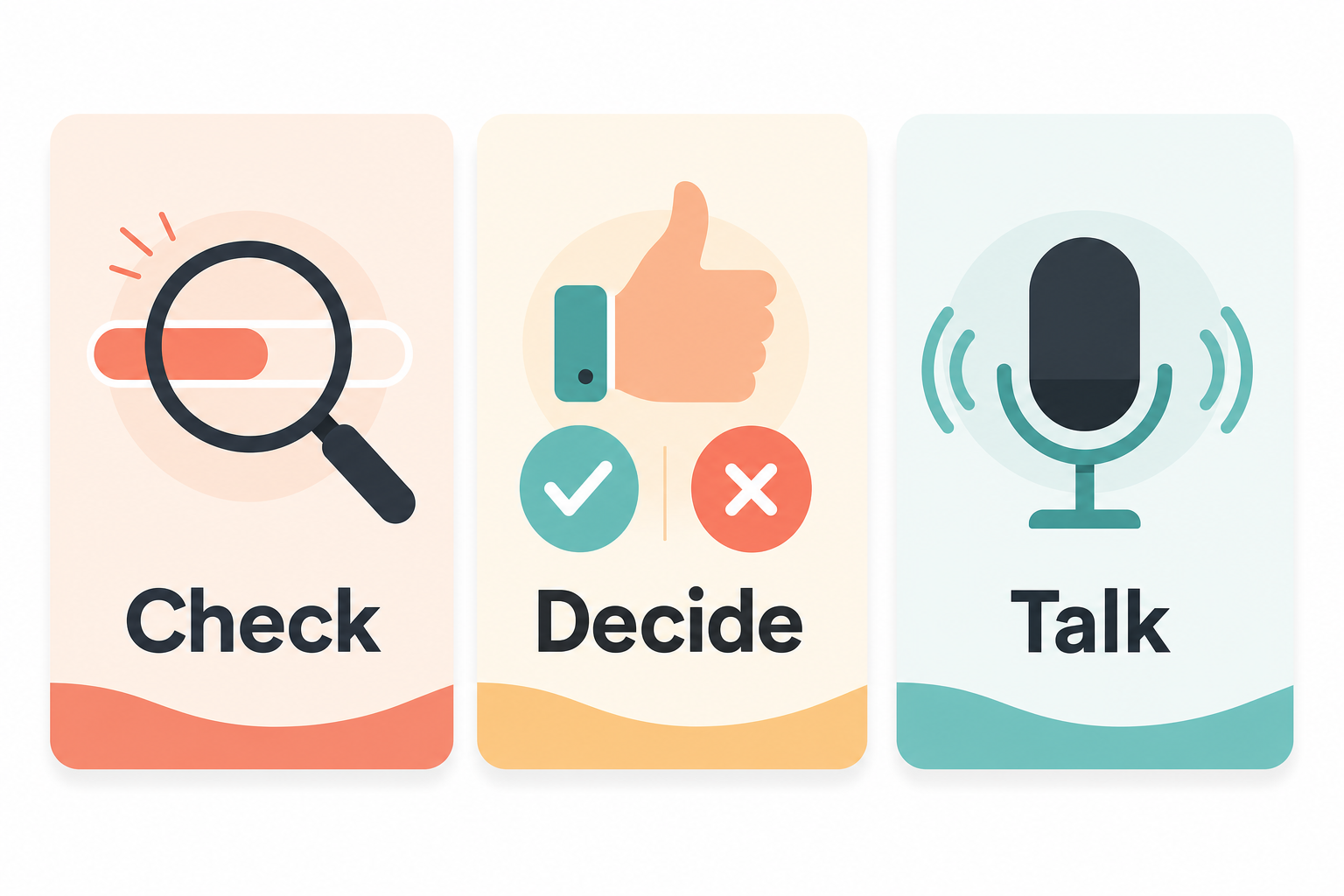 The three things you do from your phone — check, decide, talk